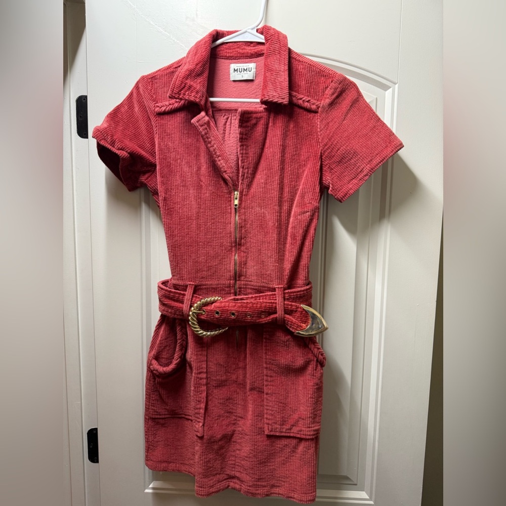 Show Me Your Mumu Red corduroy mini belted dress
Size Small
Worn only one time